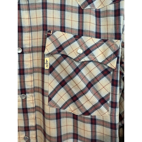 Vintage Levis Plaid Western Cowboy Shirt Men Pearlized Button Long Sleeve - Picture 5 of 6